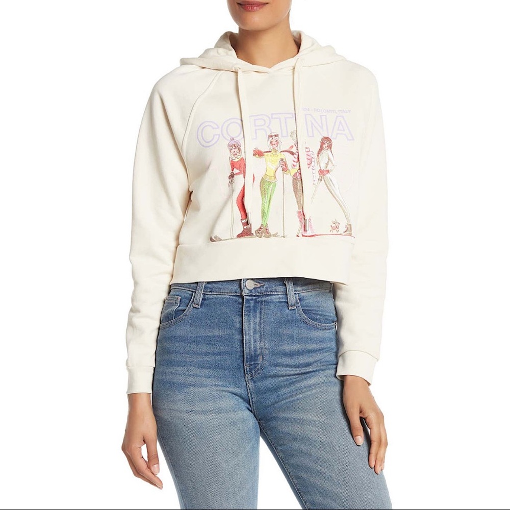 Happiness Cropped Graphic Hoodie